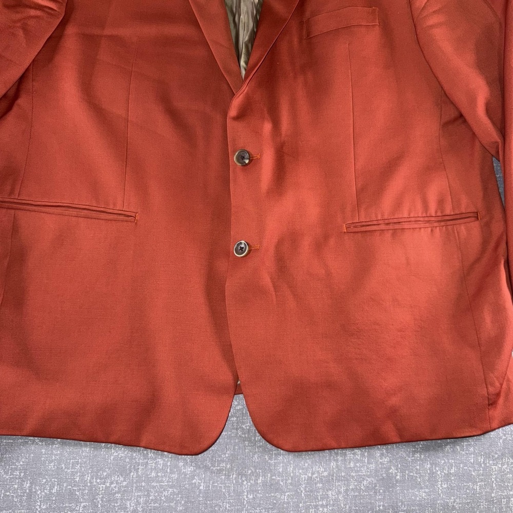 Turnbury Blazer Mens 50R Orange Wool Blend Two Button Sport Coat Jacket - Picture 4 of 11